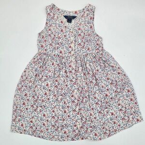 Polo Ralph Lauren Kids Girls Floral Print Button Front Sleeveless Dress Size 7